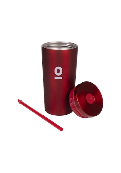 Kırmızı Metal Paslanmaz Çelik Pipetli Termos 520 ML Kapaklı No:95