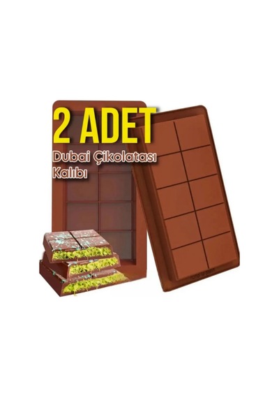 2 Adet - Dubai Çikolatası Kalıbı Çikolata Kalıbı Bpa Free Küçük Boy 15 X10cm Silikon Kahverengi Diğer