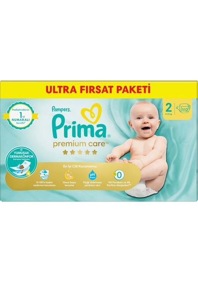 Prima Premium Care Bebek Bezi Beden:2 4-8 Kg Mini 336 Adet Aylık 2 Numara