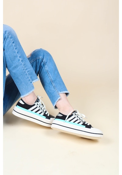 Guja Cilt Garnili Keten Sneakers Siyah-Siyah