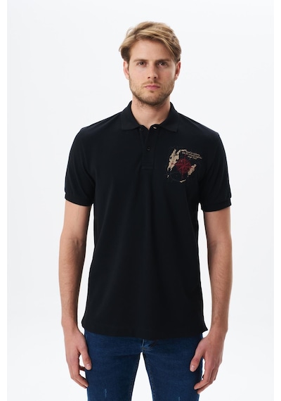 AR-MA Arma Erkek Regular Fit Baskılı % 100 Pamuk Pike Polo Yaka Tişört Y29374356202 Siyah
