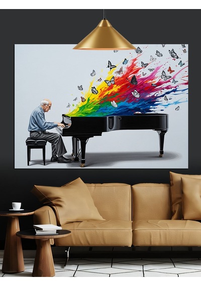 Piyano Çalan Piyanist Sanat Dekoratif Kanvas - Mdf Ahşap Tablo