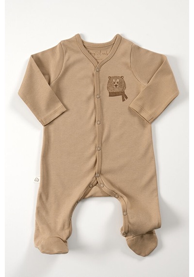 Tinylamb Cool Bear Organik Mini Yenidoğan Bebek Seti - 3 Parça Kahve