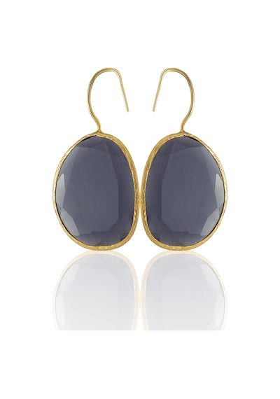 Kadir Jewellery 22 Ayar Altın Kaplama Fosil Taşlı Küpe -el İşçiliği Ve Hipoalerjenik Küpe Mor