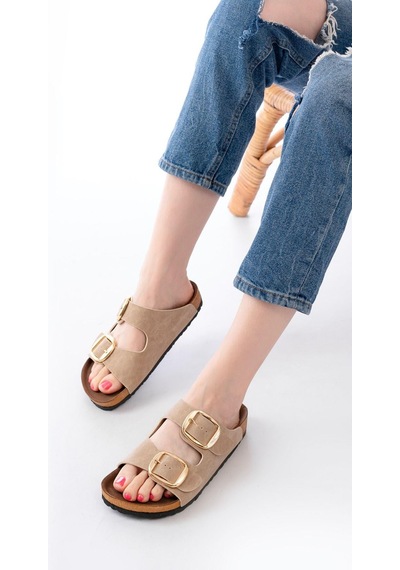 Aymood P-101 Bej Günlük Birkenstock Kadın Terlik