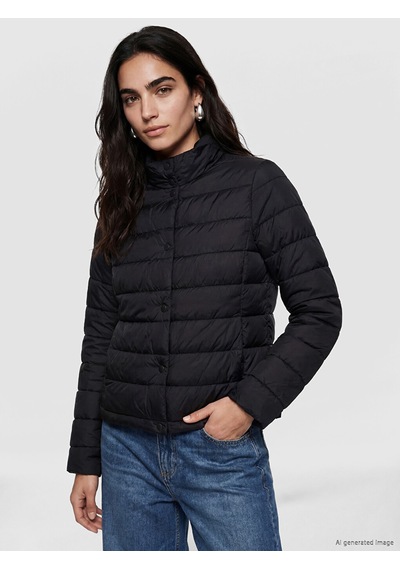Lcw Vision Siyah Dik Yaka Kadın Şişme Mont