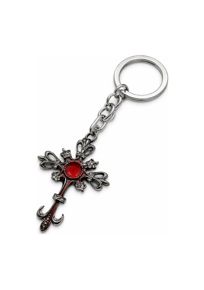 Gotik Kırmızı Renk Detaylı Metal Anahtarlık Unisex Aksesuar