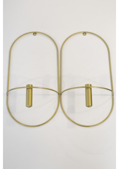 MetaQuartz Aksesuar 2'li Kare Gold Metal Çiçeklik , Modern Dekoratif Metal Çiçeklik