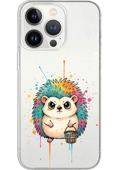 Apple Uyumlu iPhone 13 Pro İle  Splash Kirpi Tasarımlı Şeffaf Silikon Kılıf 051f
