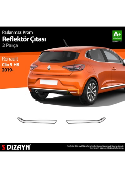 Renault Clio 5 Krom Reflektör Çıtası 2 Prç. 2019 2020 2021 2022 2023 2024 2025