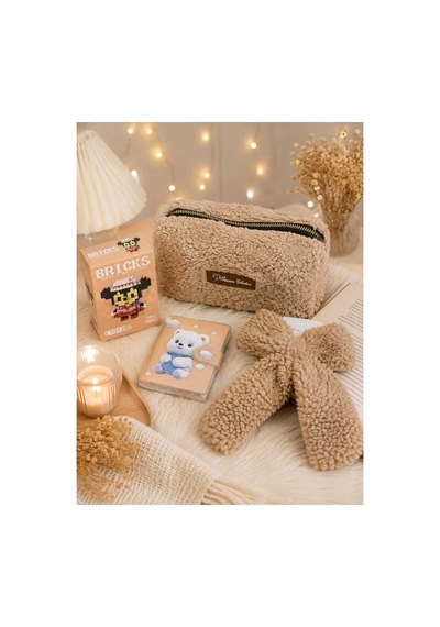 Doğum Günü, Özel Gün, Yeni İş, Yeni Ev Hediyesi Teddy Kumaş Kalemlik, Ayıcık Peluş Defter Ve Fular Seti