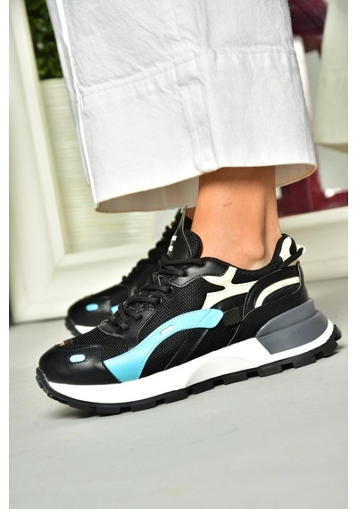 Fox Shoes S312213109 Siyah Kalın Tabanlı Spor Ayakkabı Sneakers Siyah