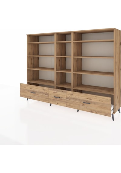 Hyperion Dolap 12 Raflı 3 Çekmeceli 220x44x163 Çam-çam Çam-çam