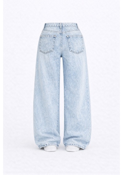 J&kstores Baggy Salaş Pocket Bol Paça Retro Görünümlü Jean Kar Mavi