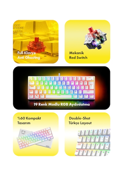 Gameagle HelApple Uyumlu iOS Mini Oyuncu Klavyesi Mekanik Klavye Bilek Destekli Red Switch Gaming Klavye Oyuncu Klavye
