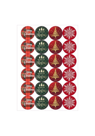 24 Adet - Mutlu Yıllar Sticker - Kartanesi Sticker - Yılbaşı Sticker - Yılbaşı Süs - Hediye Sticker Çok Renkli