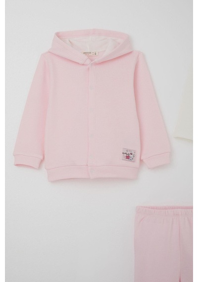 Breeze Kız Bebek Bodyli 3 Lü Takım Sevimli Minik Tavşancık Armalı Çıtçıtlı 4 Ay-1 Yaş, Pembe Pembe