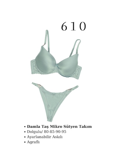 Tılsım Lingerie Murays Kadın 3 Lü Damla Taş Mikro Sütyen Takım Pembe/haki/yeşil