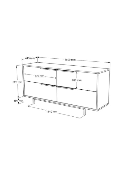 Bohem Konsol 160cm 4 Kapaklı Metal Ayaklı Beyaz Boh3-w Beyaz