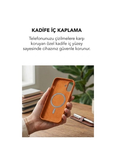 Apple İphone 16 Uyumlu Magsafe Lansman Silikon Kılıf Turuncu
