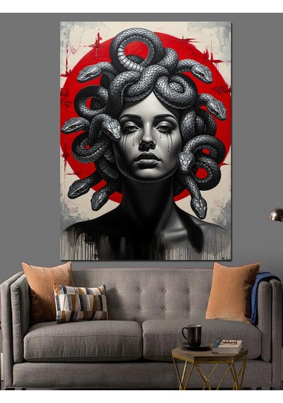 Ahşap Tablo Medusa Modern Sanat Portresi