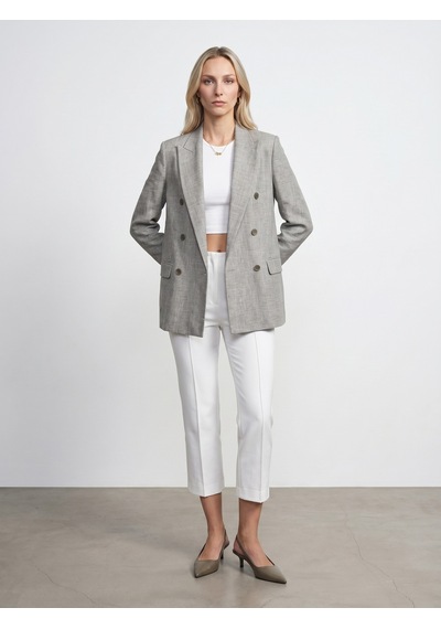 DİLVİN 60811 Keten Karışımlı Blazer Ceket-taş