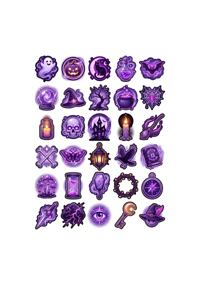 Cadılar Bayramı Gotik Sticker Seti 150 Adet - 5'li Mega Paket No13 - Laptop Defter Ajanda Çok Renkli