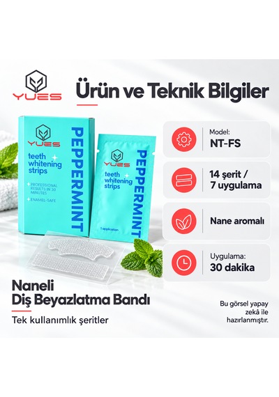 Yues Naneli Diş Beyazlatma Bandı 14 Şerit 7 Uygulama Nt-fs