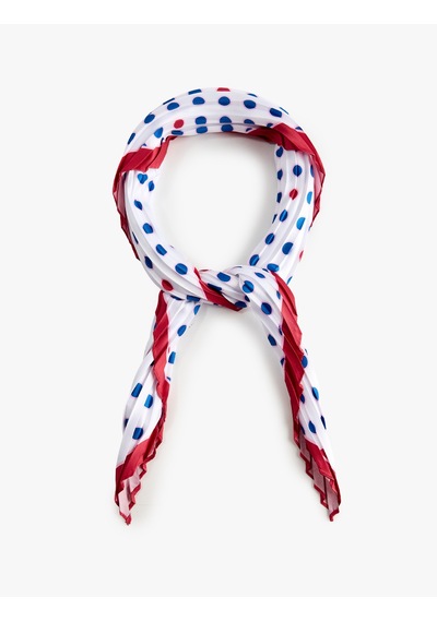 Koton Pileli Puantiyeli Saten Kare Fular Bandana Kırmızı 6sak50139aa