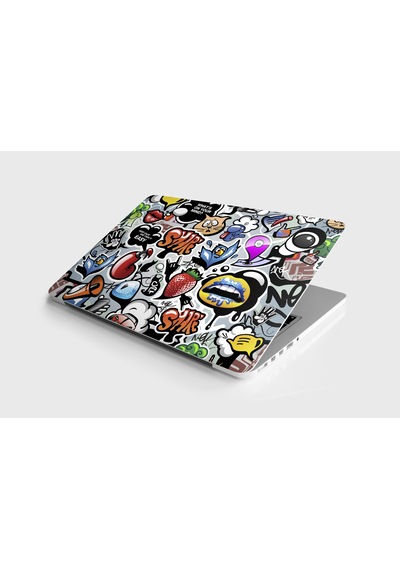 Laptop Sticker Kaplama Sosyal Medya Graffiti