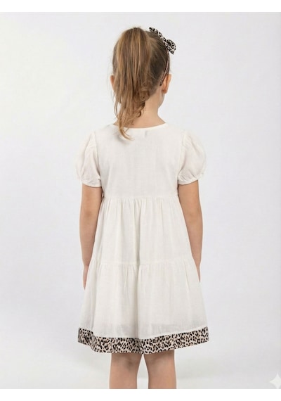 Xo Kids Kız Çocuk Elbise 4-8 Yaş 9213 Beyaz