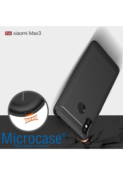 Microcase Xiaomi Mi Max 3 Brushed Carbon Fiber Silikon Kilif+Cam 281156992 - Seçenek / Cam Koruma-Cam Istiyorum