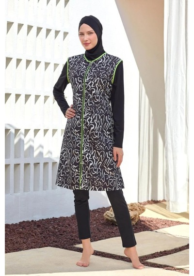 Maresiva 252305 Helen Siyah Tam Boy Tasarım Tesettür Mayo Siyah