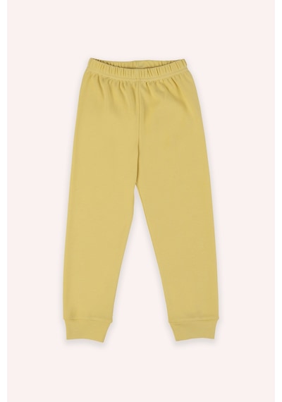 Panço Kız Çocuk Kalp Desen Baskılı 2'li Pijama Takım Fuşya Sarı