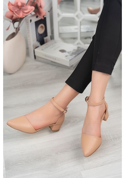 Khayt Elvira Anatomik Taban Topuklu Kadın Ayakkabı Pudra