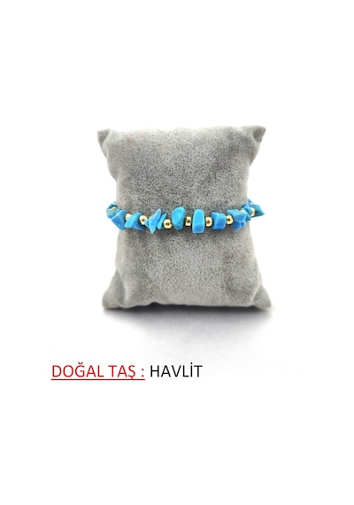 Kırık Doğal Taş Ayarlanbilir Bileklik Mavi