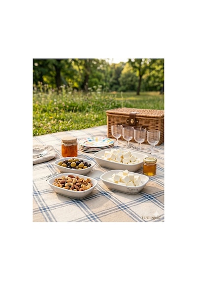 6 Lı Melamin Kayık Tabak Seti - 12x8,5 Cm Meze Kahvaltılık - Kırılmaya Dayanıklı - Beyaz 12x8,5 Cm - Derinlik 3 Cm