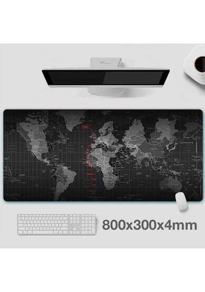 Ally Dünya Desenli Rgb Led Işıklı Oyuncu Mouse Pad 300-800-4Mm