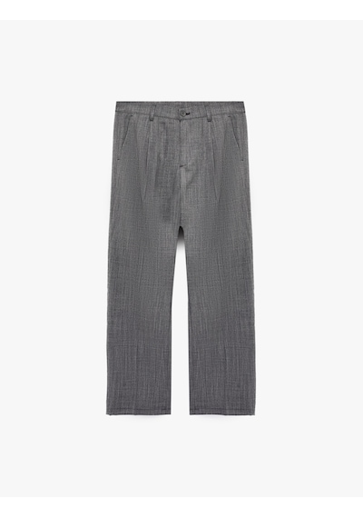 Koton Viskon Karışımlı Cepli Pileli Slim Fit Kumaş Pantolon Lacivert 7wam40028hw