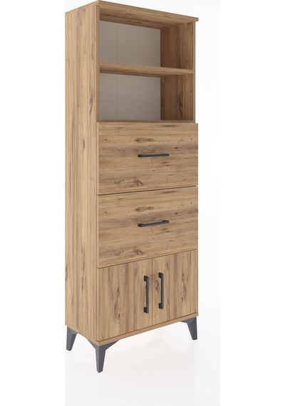 Arges Dolap 2 Raflı 2 Çekmeceli 2 Kapaklı 60x30x163 Çam-çam Çam