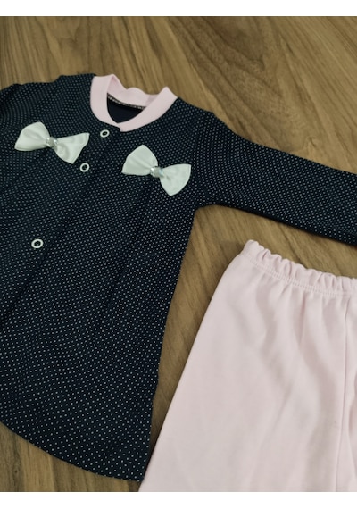 Egişbaby Kız Bebek Puantiyeli İkili Takım Pembe - Siyah