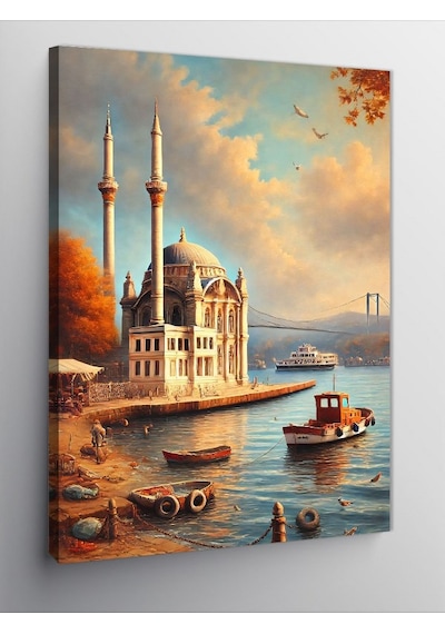 Kanvas Tablo Camii Ve Deniz Kıyısı 50cmx70cm