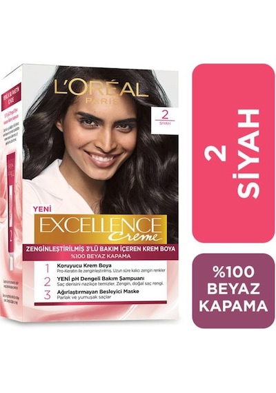 L'Oréal Paris Excellence Creme Saç Boyası - 2 Siyah