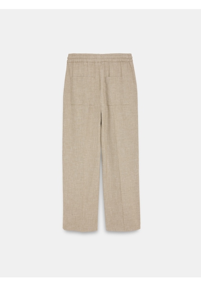 Dilvin 72730 Keten Karışımlı Bağcıklı Pantolon-bej