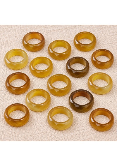Akik Taşı Kalın Boy Faset Kesim Yüzük Bal Sarısı Alacalı - 9 4mm Kalınlık 63822 - 1 Adet Yüzük Fiyatıdır 6428473