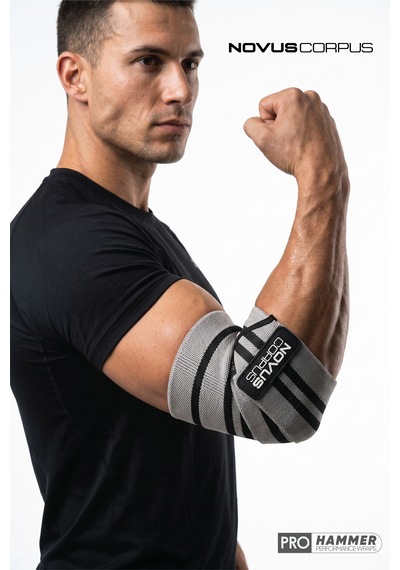 Fitness Dirsek Sargısı Sakatlık Önleyici Destekleyici Spor Dirseklik Elbow Wraps Crossfit Bandajı - 2 Adet - Gri/siyah