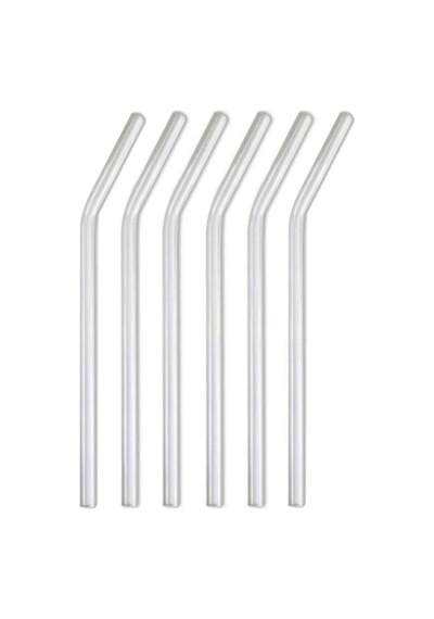 6 Adet Eğimli Şeffaf Cam Pipet, 6' Lı Pipet -20 Cm