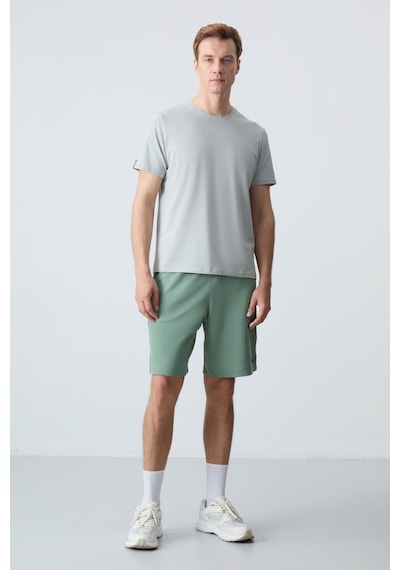Air Jones Tommy Life Açık Yeşil Pamuklu Kalın Yumuşak Dokulu Standart Fit Basic Erkek Şort - 81276 A. Haki