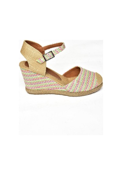 Fox Shoes P241612004 Renkli Kumaş Dolgu Topuklu Kadın Ayakkabı Çok Renkli