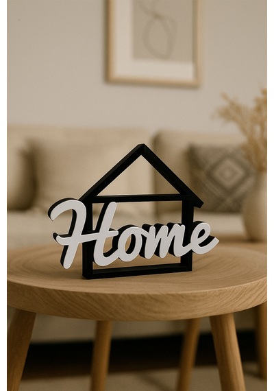 Home Yazılı Şık Ev Figürü Modern Dekoratif Aksesuar Siyah - 720779077